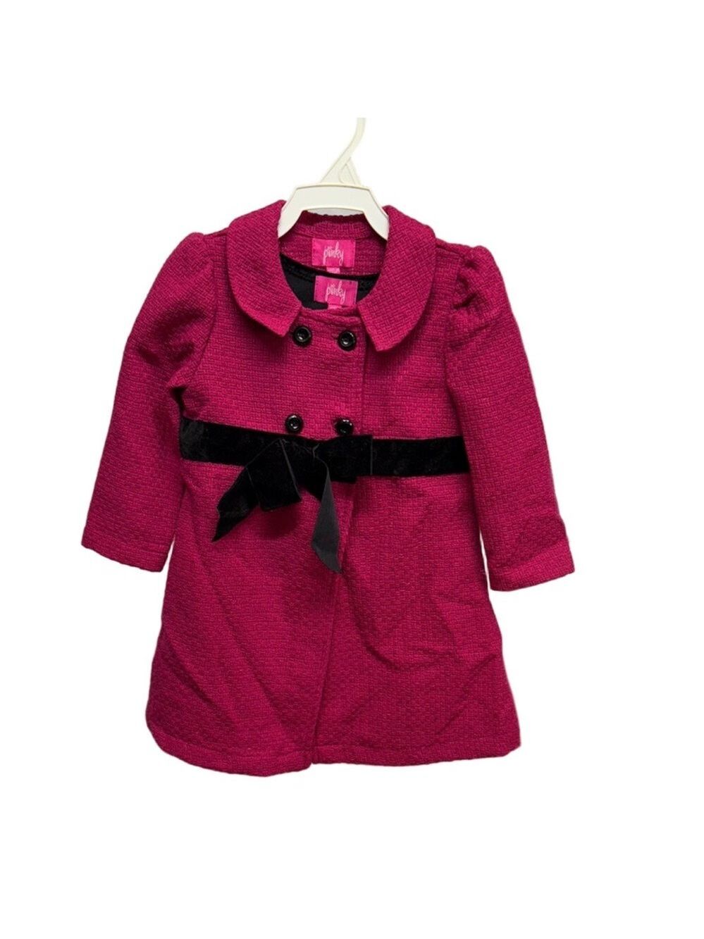 NWT Pinky Girls 3T Pink Coat Black Velvet Dress 2 Piece Holiday Outfit